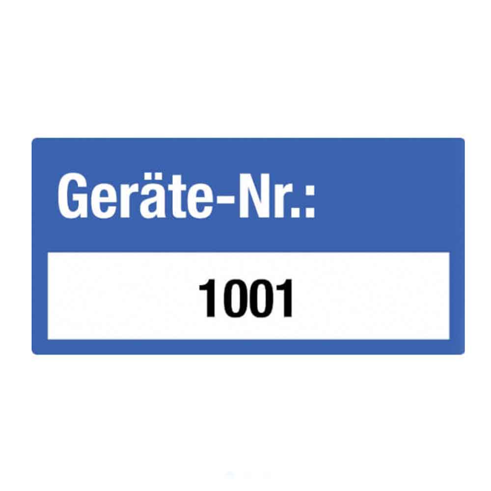 Inventar-Etikett - Geräte-Nr.: - fortlaufend nummeriert 1001-2000 - VOID-Folie auf Rolle