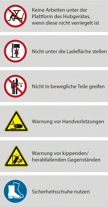 Gebrauchs- und Sicherheitshinweise für Scherenhubwagen, Hubtischwagen und Stapler