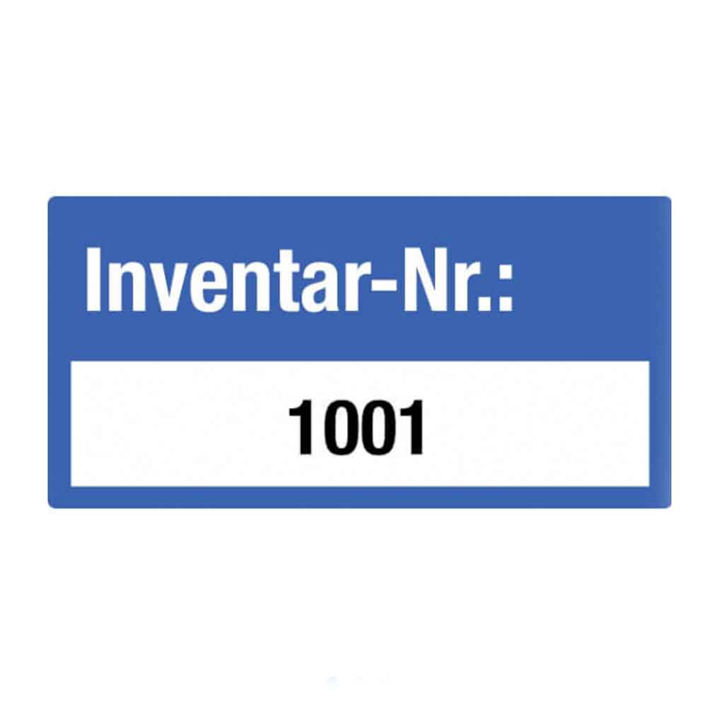 Inventar-Etikett - Inventar-Nr.: - fortlaufend nummeriert - Dokumentenfolie auf Rolle