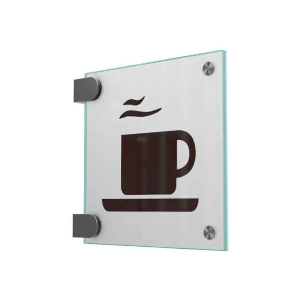 CRISTALLO Fahnenschild - 2 x 4 mm Sicherheitsglas - mit Edelstahl-Schildklemmen - 3 Größen CRISTALLO Fahnenschild - 2 x 4 mm Sicherheitsglas - mit Edelstahl-Schildklemmen - 3 Größen