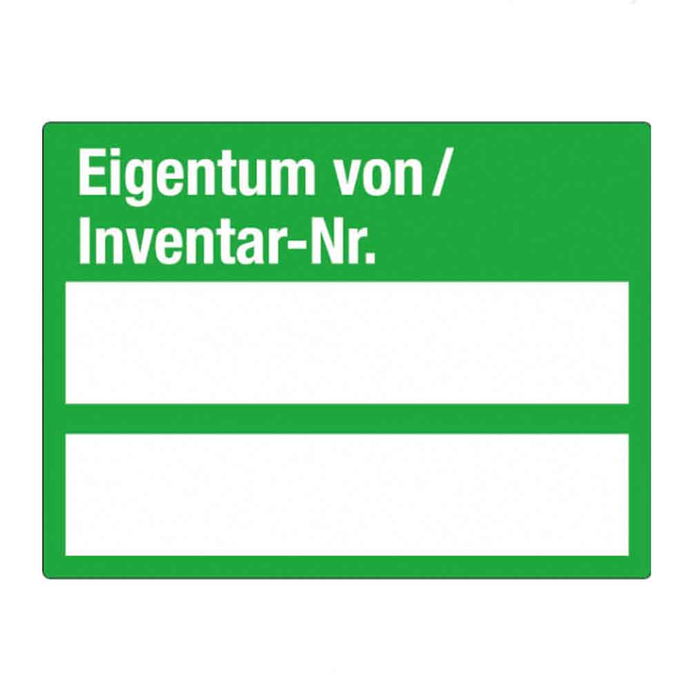 Inventar-Etikett - Eigentum von/Inventar-Nr. - VOID-Folie auf Bogen - mit 2 Beschriftungsfeldern