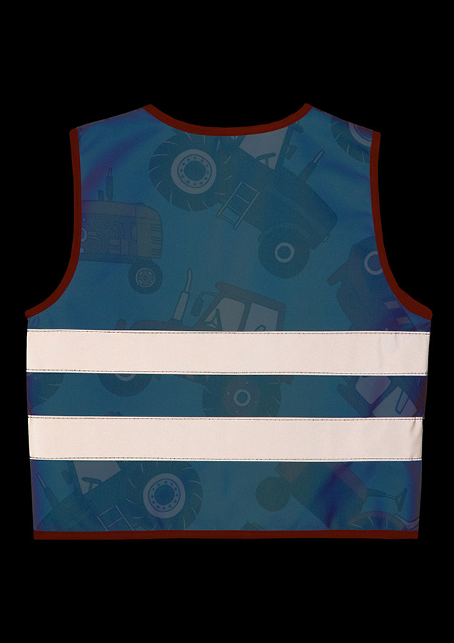 Korntex® Kinder Warnweste Action „Working Heroes“ - CO2 Neutral - Blau/Traktor - XS
