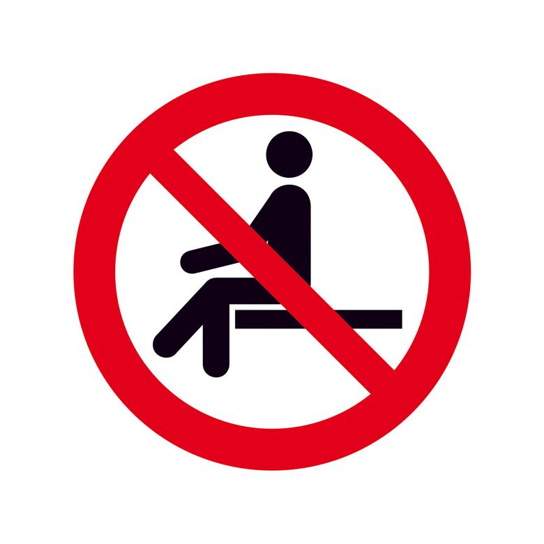 Verbotsschild - Sitzen verboten