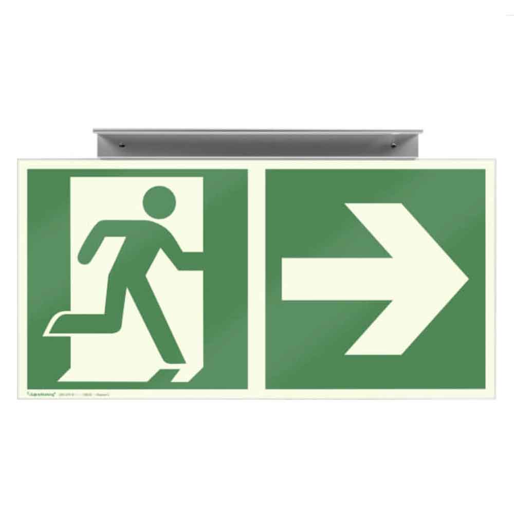 Fluchtwegschild zur Deckenmontage - Motiv: Fluchtwegkennzeichnung - zweiseitig Fluchtwegschild zur Deckenmontage - Motiv: Fluchtwegkennzeichnung - zweiseitig