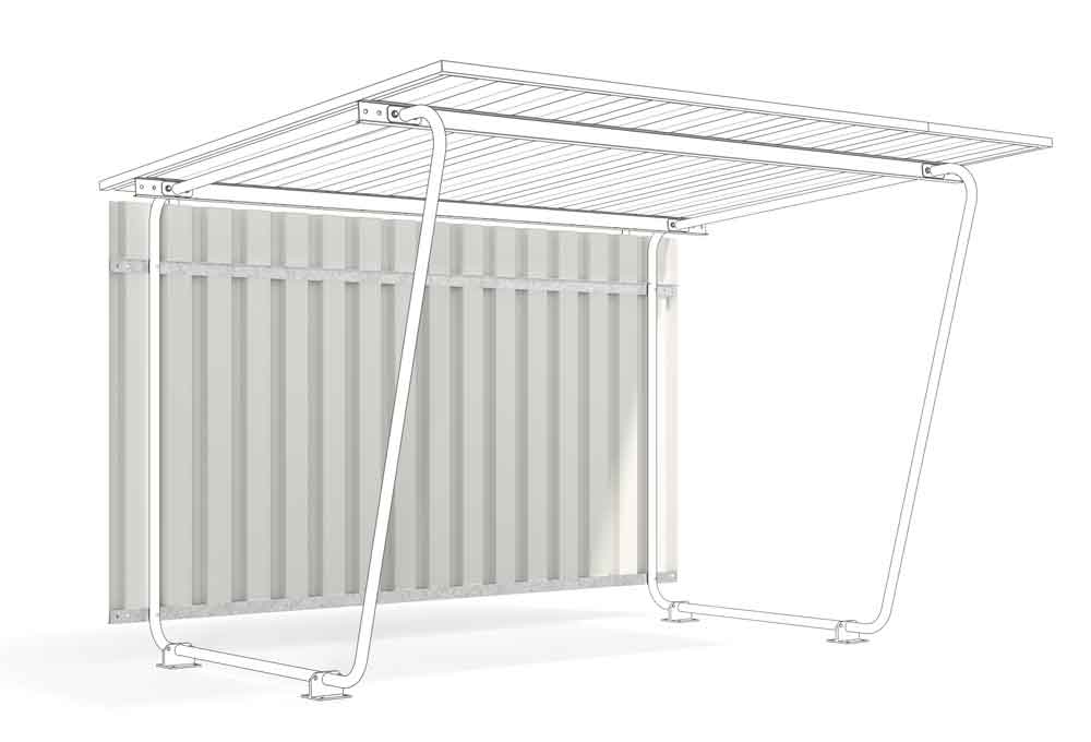 Materialüberdachung Siegen S17 - Rückwand - RAL 9002 Grauweiss Materialüberdachung Siegen S17 - Rückwand - RAL 9002 Grauweiss