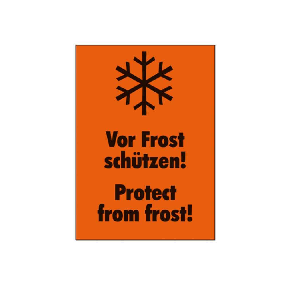 Verpackungsetikett - Text: Vor Frost schützen! ... Verpackungsetikett - Text: Vor Frost schützen! ...