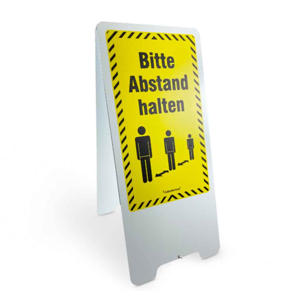 30-82-728-0-00-01-056-warnaufsteller-zweiseitige-beschriftung-bitte-abstand-halten_1-89df0f Warnaufsteller - aus Aluminium - Bitte Abstand halten - 2-seitige Beschriftung