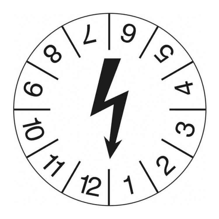 Prüfplakette - Symbol: Schwarzer Blitz - auf Bogen