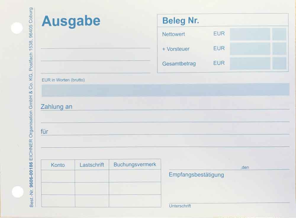 20-10-030-0-00-01-002-quittungsbeleg-ausgabe-aa76ac Qittungsblock - Format DIN A6 - Einnahme / Ausgabe