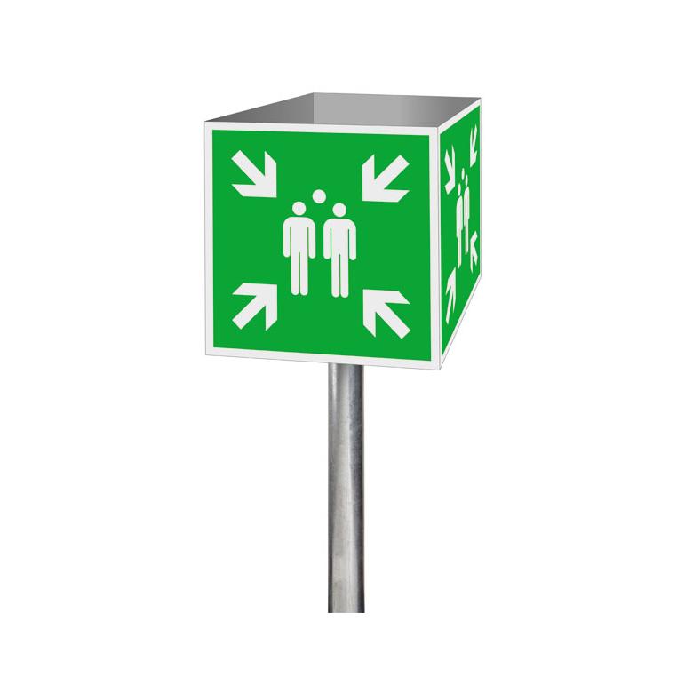 30-88-223-0-00-058-fluchtwegschild-wurfel-sammelstelle-53a2021-y-01-b9890f Fluchtwegschild-Würfel - 4-seitig - Sammelstelle
