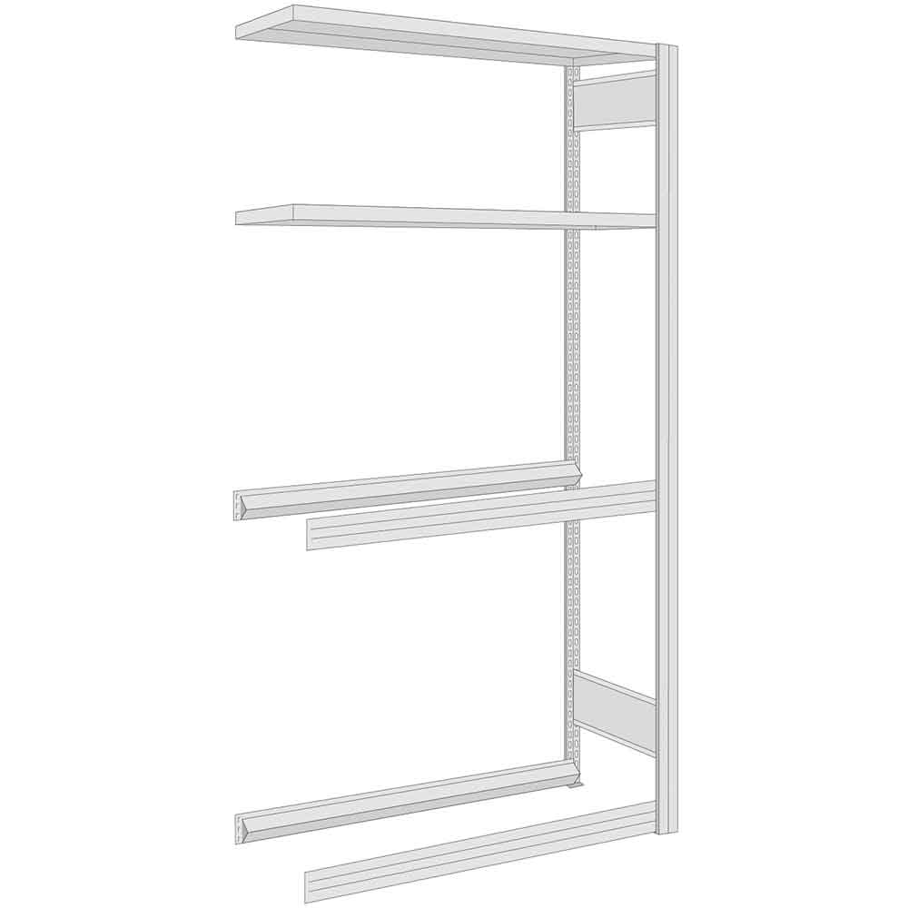 BERT-Garagenregal - Anbaufeld - Stecksystem - B 1005 x H 2000 x T 400 mm - 4 Lagerebenen - 250 kg