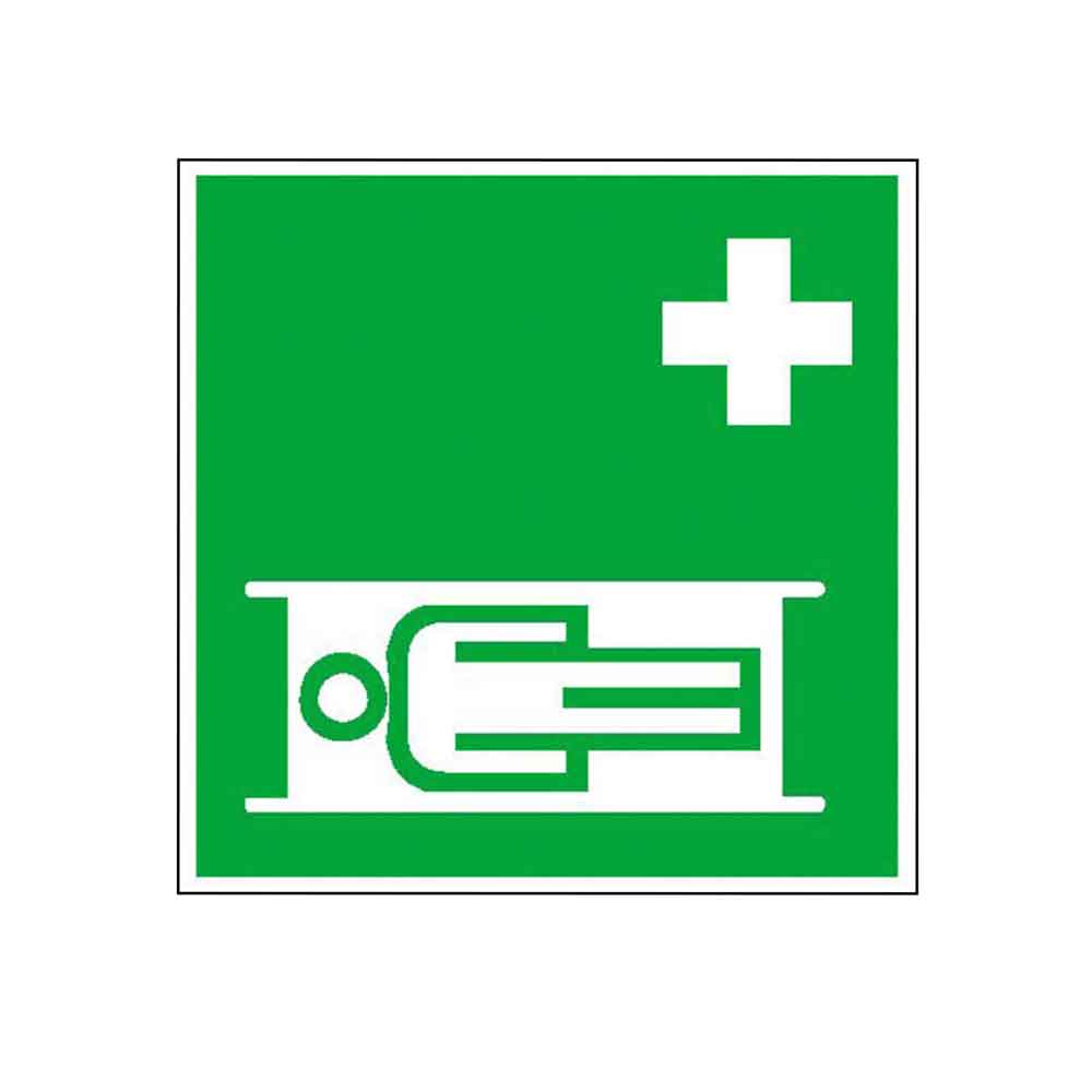 Erste-Hilfe-Schild - Rettungsschild - Krankentrage nachleuchtend Erste-Hilfe-Schild - Rettungsschild - Krankentrage nachleuchtend