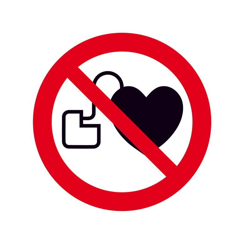 Verbotsschild - Kein Zutritt für Personen mit Herzschrittmachern oder