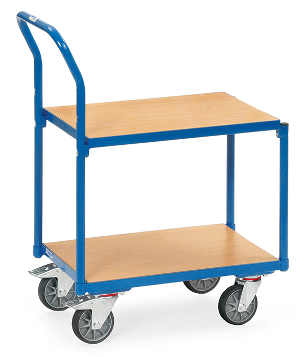 135500-6a0fd9 Eurokasten-Roller mit Schiebebügel - 2 Plattformen mit je 605 x 408 mm - Böden bündig - Tragkraft 250 kg