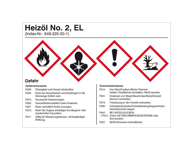 Gefahrstoffetikett - Heizöl EL No. 2