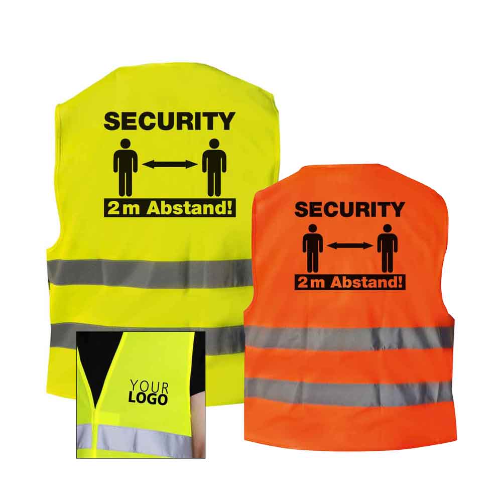Qualitäts-Warnweste - Premium - Security & Sicherheitsabstand!- 2 Farben - mit Werbeanbringung