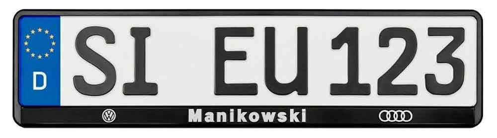 erustar-erhaben-frontal_3-7a951a Kennzeichenhalter "CHANGE Erhaben" - Werbeleiste Schwarz - Schrift Chrome