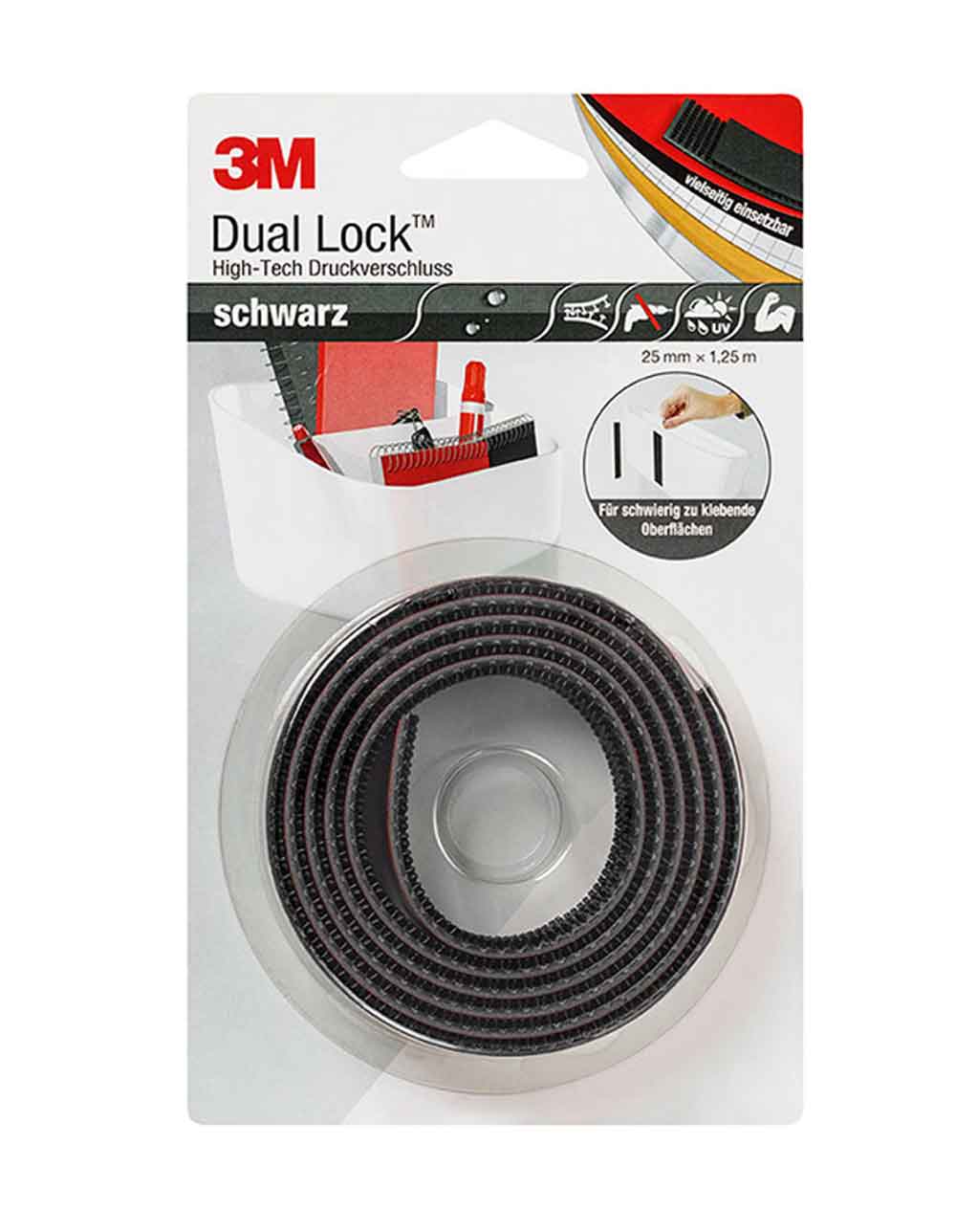 Dual Lock Klebe-Klettband- oder Klettstreifen - einseitig klebend - 3 Größen