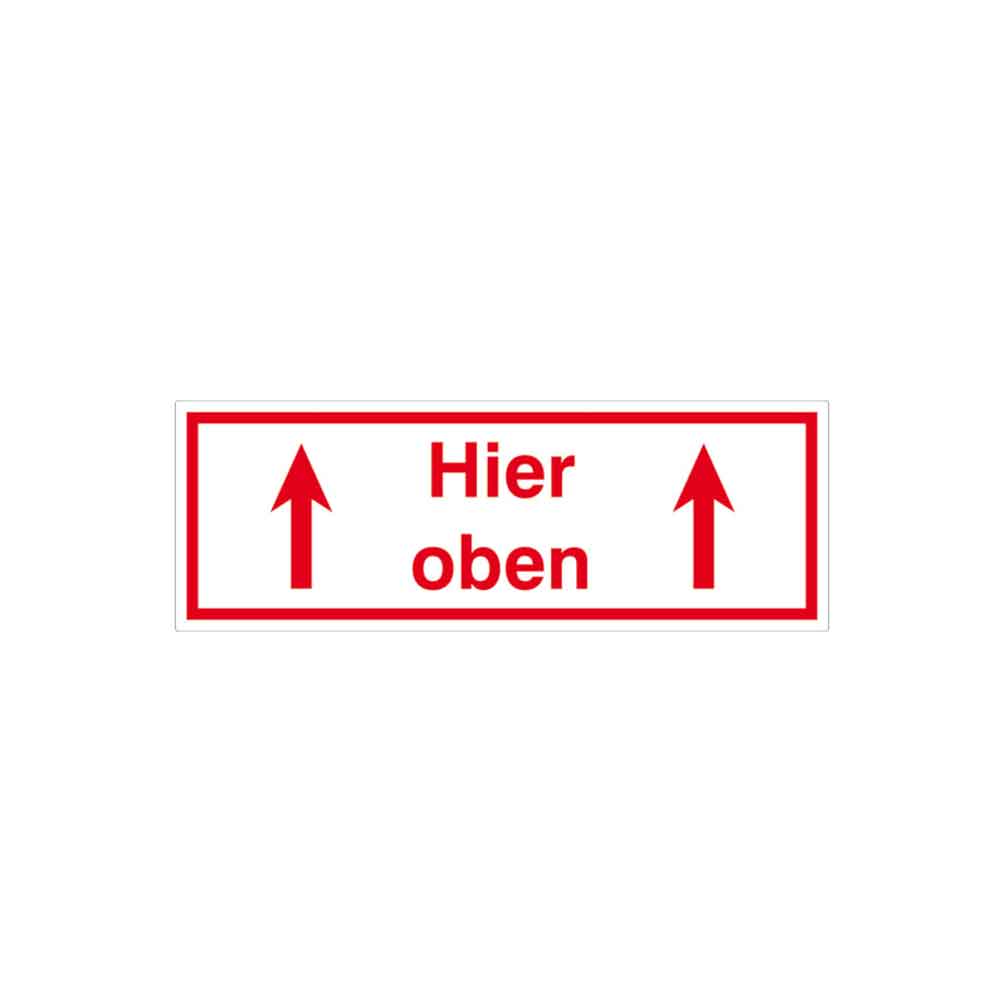 Verpackungsetikett - Text: Hier oben