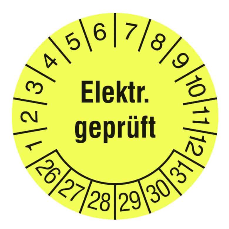 Prüfplakette Elektrisch geprüft - Leuchtgelb oder Leuchtgrün