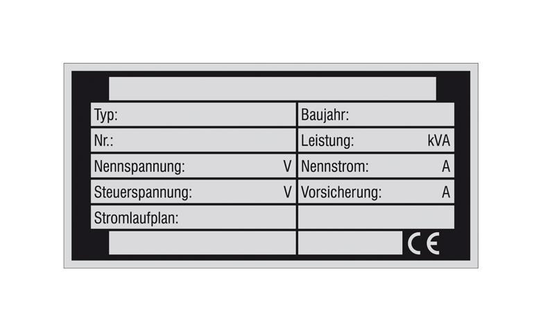 Typenschild - zur Selbstbeschriftung - 13 Zeilen