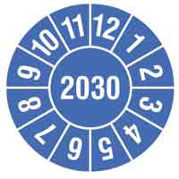 Prüfplaketten Jahresfarbe Blau 2030