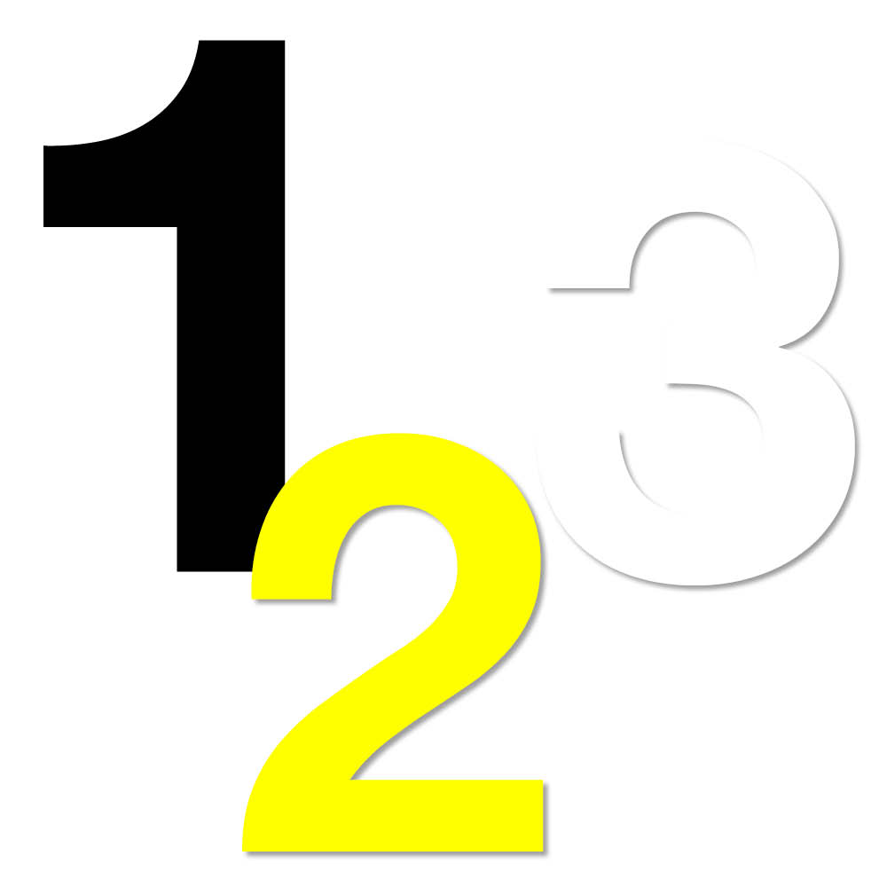 Zahlen 0-9 - Folie - Block Modern - Höhe 20-100 mm - 3 Farben Zahlen 0-9 - Folie - Block Modern - Höhe 20-100 mm - 3 Farben