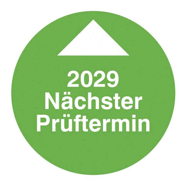 Prüfplakette - Nächster Prüftermin - Jahresplakette in Jahresfarbe Dokumentenfolie