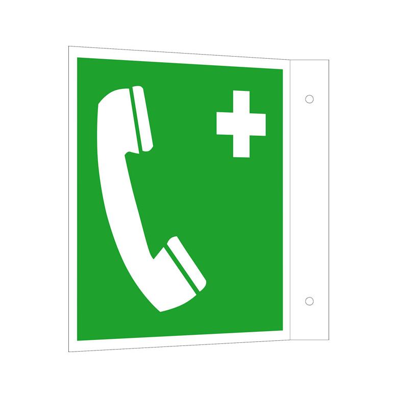 Erste-Hilfe-Schild - Winkel- oder Fahnenschild - Notruftelefon