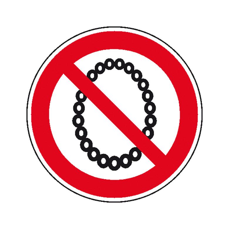 Verbotsschild - Bedienung mit Halskette verboten