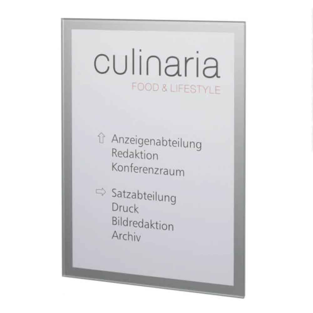 OFFICE Infotafel A4 - hochwertige Beschilderung aus Glas und Aluminium