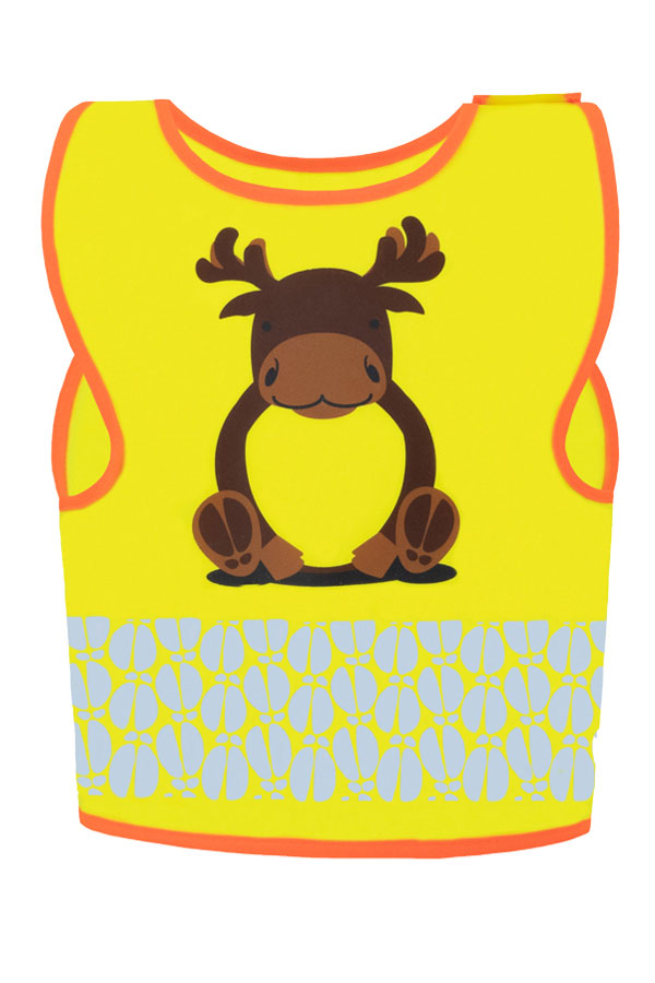 Korntex® Kinder Warnweste „Funtastic Wildlife“ - CO2 Neutral - Signal-Gelb/Einhorn - XXS