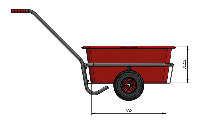 Outdoor-Handwagen mit Kunststoffmulde - feuerverzinkt - Luft-Bereifung - Tragkraft 200 kg