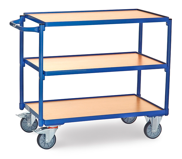 Tischwagen in 4 Ausführungen - Baukasten-System - 3 Ladeflächen - Schiebegriff waagerecht