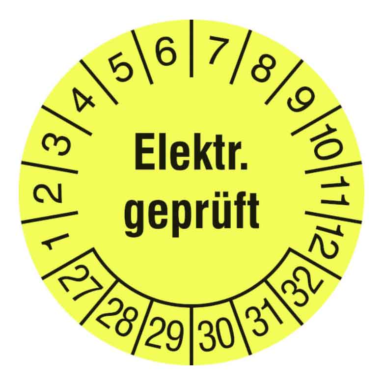 Prüfplakette Elektrisch geprüft - Leuchtgelb oder Leuchtgrün