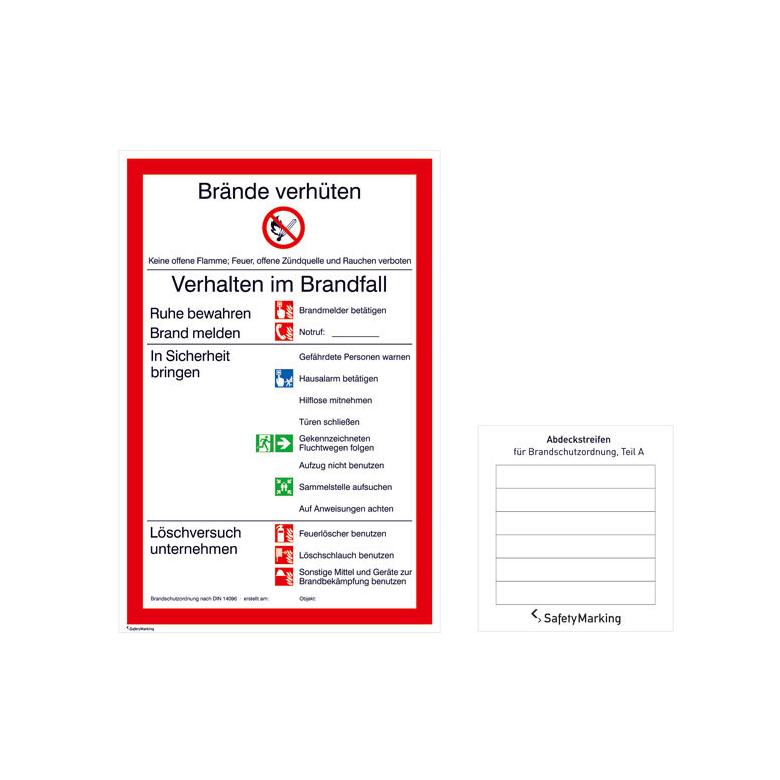 Aushang - Brandschutzordnung - Teil A - mit Sicherheitszeichen nach DIN EN ISO 7010