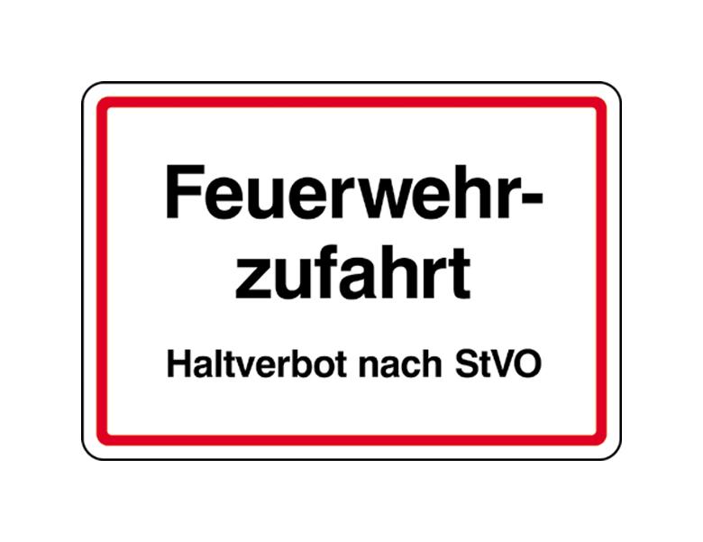 Hinweisschild - Feuerwehrzufahrt - Haltverbot nach StVO