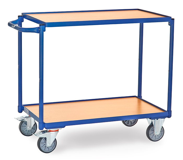 Tischwagen in 4 Ausführungen - Baukasten-System - 2 Ladeflächen - Schiebegriff waagerecht