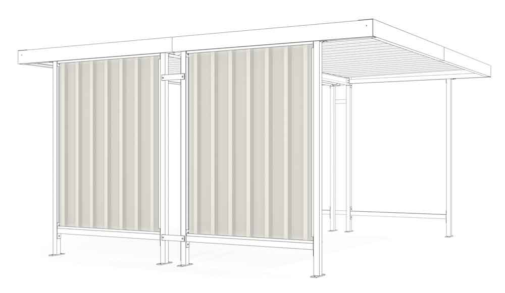 Materialüberdachung Seitenwand Leipzig - L40 / L42 / L44 / L45 - RAL 9002 Grauweiss Materialüberdachung Seitenwand Leipzig - L40 / L42 / L44 / L45 - RAL 9002 Grauweiss