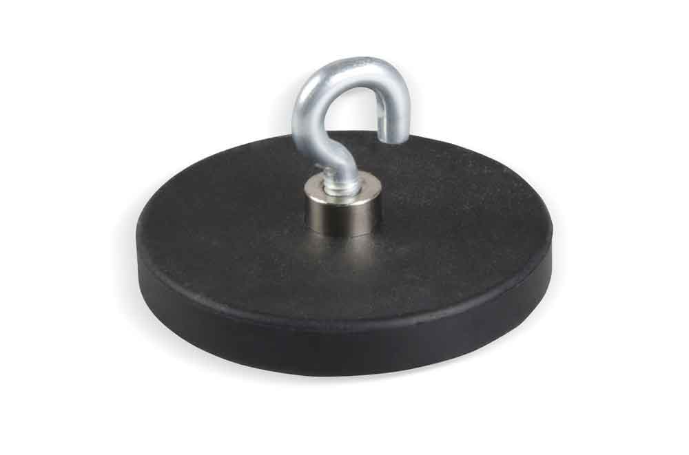 Gummierter Neodym Kraftmagnet - mit Haken - 2 Größen Gummierter Neodym Kraftmagnet - mit Haken - 2 Größen