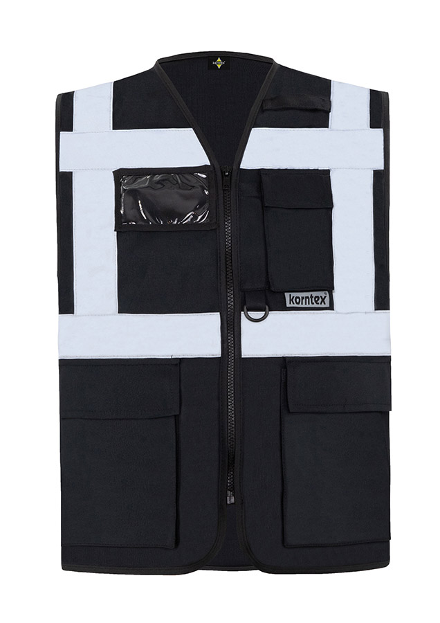 Korntex® Warnweste „Berlin“ - Multifunktional mit Taschen - Waldgrün/Signal-Gelb - XXL