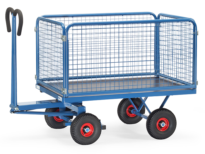 Handpritschenwagen mit Drahtgitterwänden - Wandhöhe 600 mm - Vollgummi- oder Luft-Bereifung - in 4 Größen