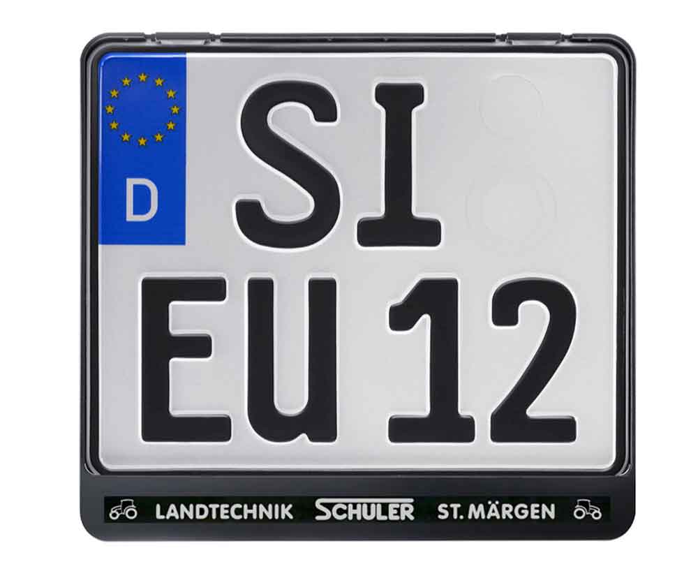 Kennzeichenhalter - 2-zeilig - für Zweiräder - Schwarz - Werbeaufdruck