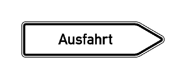 Verkehrszeichen  - Betriebskennzeichnung - Wegweiser nach rechts- oder linksweisend - Text: Ausfahrt