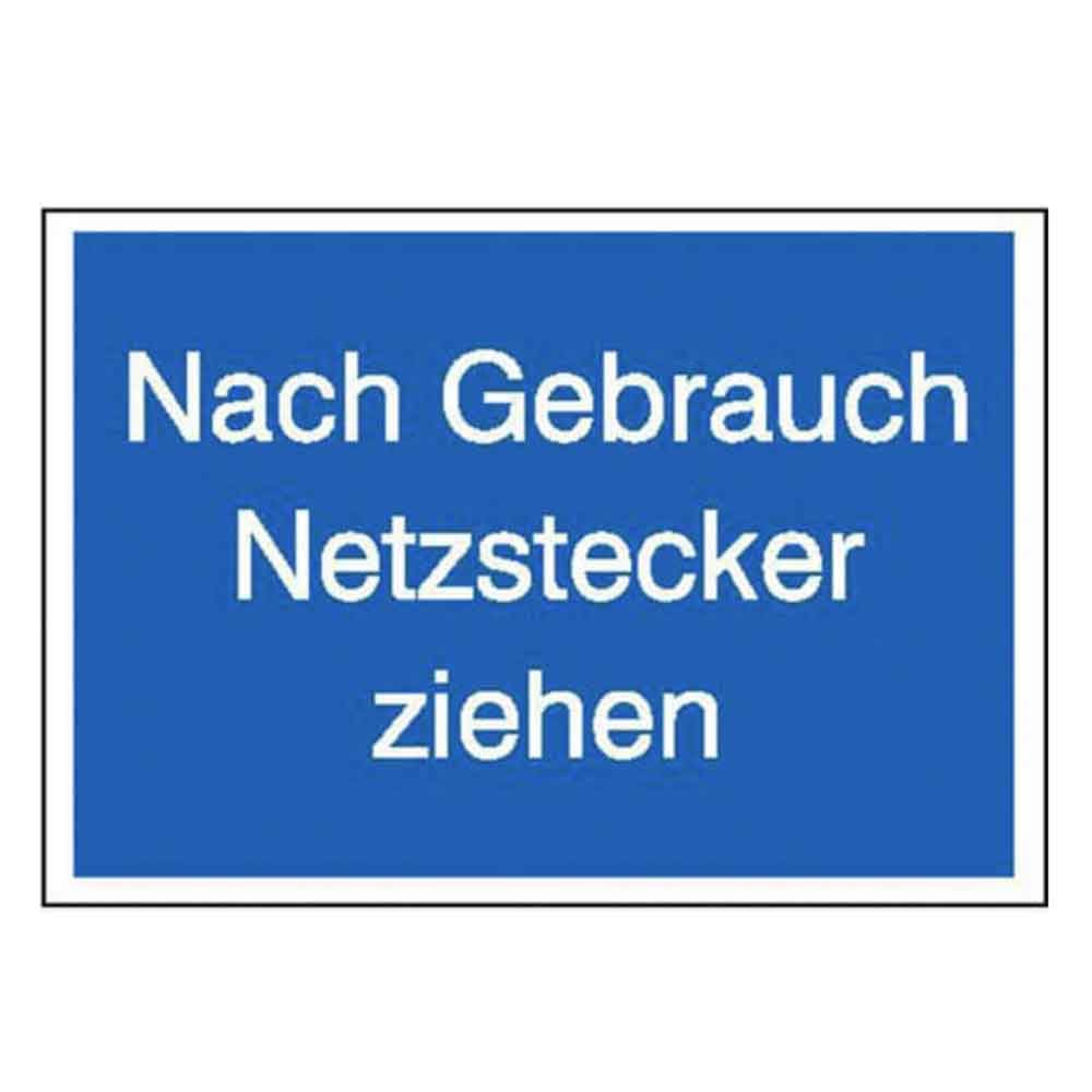 Hinweisschild Elektrotechnik - Nach Gebrauch Netzstecker ziehen Hinweisschild Elektrotechnik - Nach Gebrauch Netzstecker ziehen