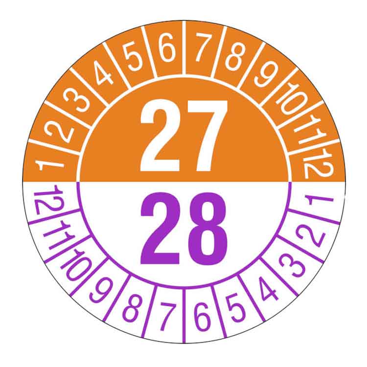 Prüfplakette - Jahresplakette mit Prüfzeitraum 1 bis 5 Jahre - Dokumentenfolie