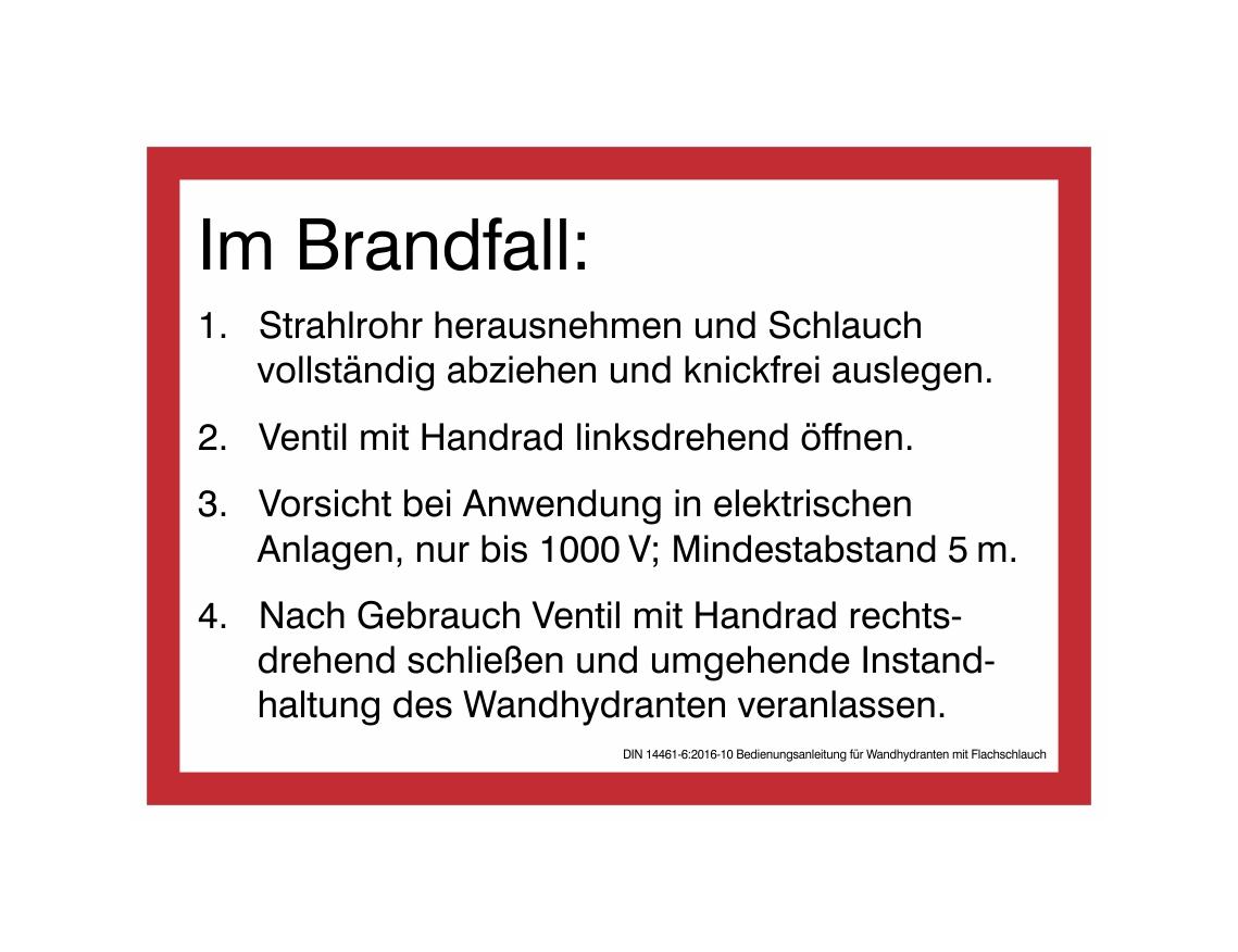 Hinweisschilder Brandschutz - Bedienungsanleitung für Wandhydranten ...