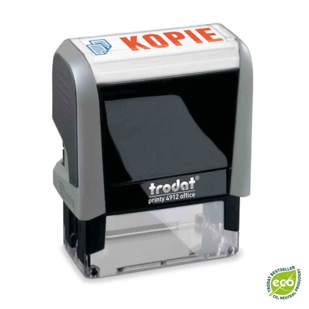 Trodat Printy Office Eco 4912  - Stempel - 11 Standardtexte - 2-farbiges Kissen