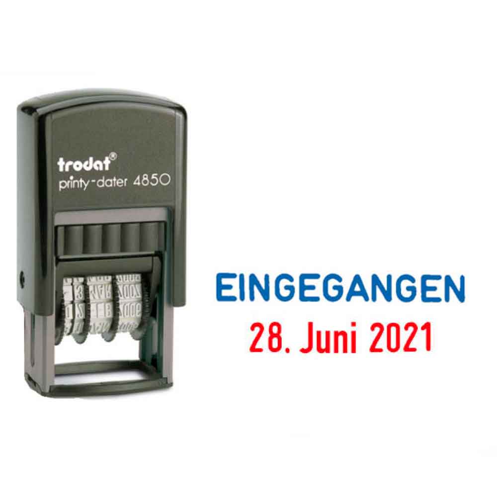 Trodat Printy 4850 - Datumstempel - 4 Standardtexte - 2-farbiges Kissen