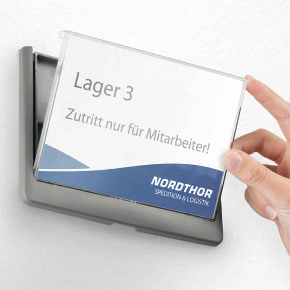 CLICK SIGN Infotafel - hochwertiger Kunststoff - herausziehbares Sichtfenster